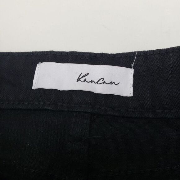 Kancan Beaded Star Mini Skirt Womens Small Black Denim Jean Raw Hem Glitter - Picture 5 of 8